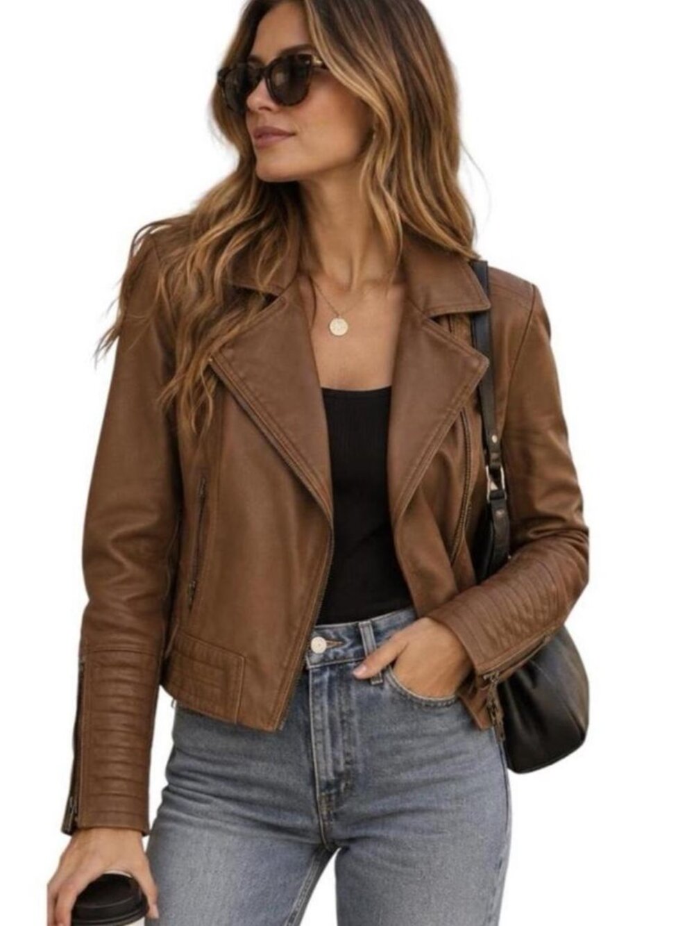 🤎Universal Thread Women’s Brown Fall Faux Leather Moto Minimalist Jacket | M